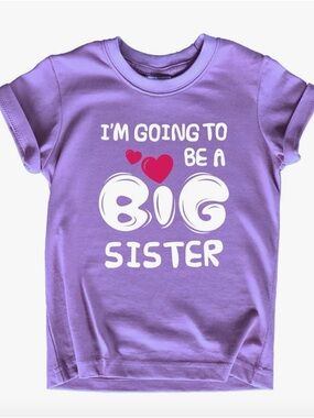 Lil Sister Announcement Tee - Lavender Big Sister Shirt Size 7Y NWT